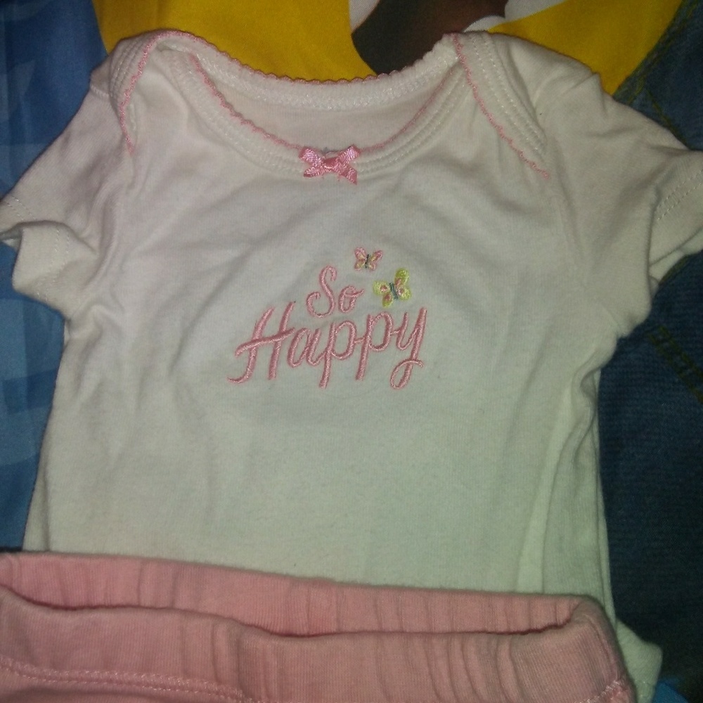 Pink and white new onesie and pant set